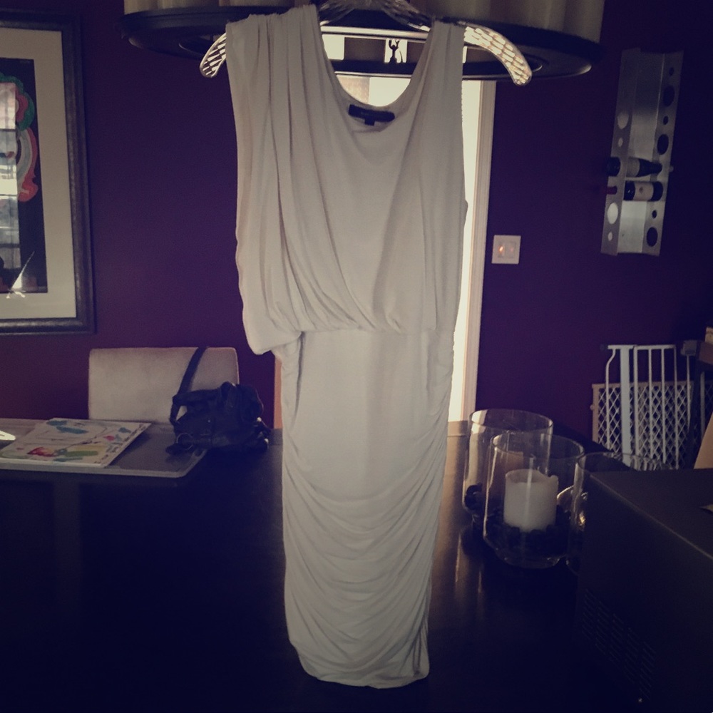 BCBG MaxAzria White Fitted Draped Dress